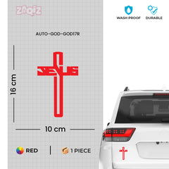 Jesus Cross Car Sticker – Modern Jesus Text Cross Vinyl Decal for Cars & Bikes | Waterproof Christian Faith Sticker