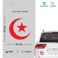 Islamic Crescent Moon Star Car Sticker – Muslim Faith Vinyl Decal for Cars & Bikes | Waterproof Islamic Symbol Sticker