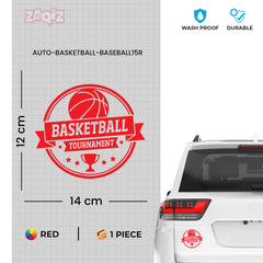 Basketball Tournament Emblem Car Window Sticker | Sports Vinyl Decal for Cars & Laptops
