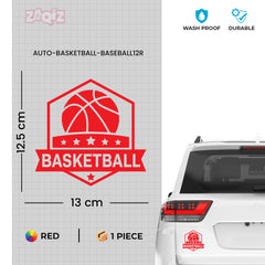 Basketball Badge Car Window Sticker | Premium Sports Vinyl Decal for Cars & Laptops