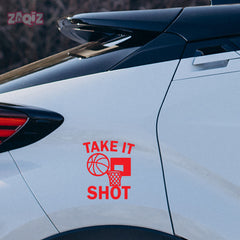 Take It Shot Basketball Car Window Sticker | Motivational Sports Vinyl Decal for Cars & Laptops