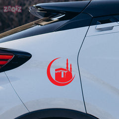 Kaaba Crescent Moon Car Sticker – Islamic Mecca & Mosque Vinyl Decal for Cars & Bikes | Waterproof Muslim Faith Sticker