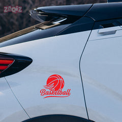 Basketball Script Logo Car Window Sticker | Stylish Sports Vinyl Decal for Cars & Laptops