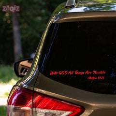 With God All Things Are Possible Christian Vinyl Sticker – Matthew 19:26 Car Decal
