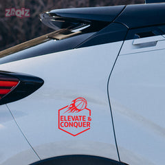 Elevate & Conquer Basketball Car Window Sticker | Motivational Sports Vinyl Decal