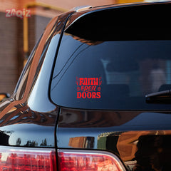 Faith Opens Doors Christian Vinyl Sticker – Inspirational Faith Quote Car Decal