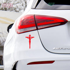Jesus Crucifix Car Sticker – Christian Cross Vinyl Decal for Cars & Bikes | Waterproof Religious Faith Sticker