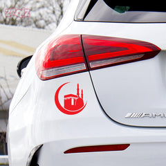 Kaaba Crescent Moon Car Sticker – Islamic Mecca & Mosque Vinyl Decal for Cars & Bikes | Waterproof Muslim Faith Sticker