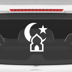 Islamic Mosque Car Sticker – Crescent Moon & Star Vinyl Decal for Cars & Bikes | Waterproof Muslim Faith Sticker