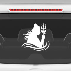 Lord Shiva Car Sticker – Mahadev Silhouette with Trishul Vinyl Decal for Cars & Bikes | Waterproof Spiritual Sticker