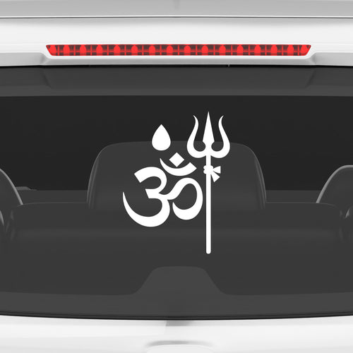 Om Trishul Car Sticker – Mahadev Om Symbol Vinyl Decal for Cars & Bikes | Waterproof Hindu Spiritual Sticker
