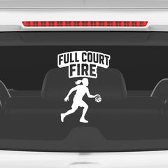 Full Court Fire Basketball Car Window Sticker | Sports Vinyl Decal for Cars & Laptops