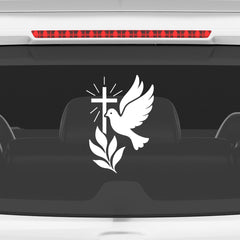 Christian Dove Cross Car Sticker – Holy Spirit & Peace Vinyl Decal for Cars & Bikes | Waterproof Faith Sticker