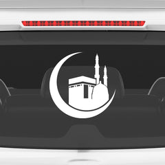 Kaaba Crescent Moon Car Sticker – Islamic Mecca & Mosque Vinyl Decal for Cars & Bikes | Waterproof Muslim Faith Sticker