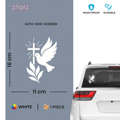 Christian Dove Cross Car Sticker – Holy Spirit & Peace Vinyl Decal for Cars & Bikes | Waterproof Faith Sticker
