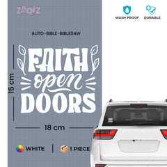 Faith Opens Doors Christian Vinyl Sticker – Inspirational Faith Quote Car Decal