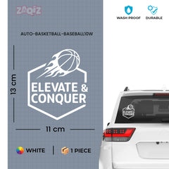 Elevate & Conquer Basketball Car Window Sticker | Motivational Sports Vinyl Decal
