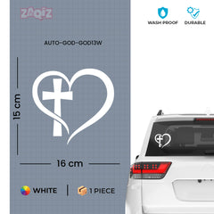 Christian Heart Cross Car Sticker – Jesus Faith Vinyl Decal for Cars & Bikes | Waterproof Religious Sticker