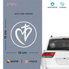 Christian Heart Cross Car Sticker – Jesus Faith Symbol Vinyl Decal for Cars & Bikes | Waterproof Bible Verse Style Sticker