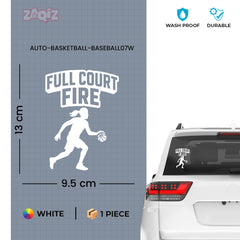 Full Court Fire Basketball Car Window Sticker | Sports Vinyl Decal for Cars & Laptops