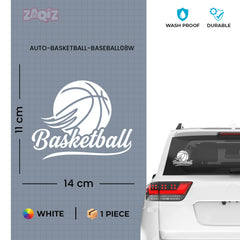 Basketball Script Logo Car Window Sticker | Stylish Sports Vinyl Decal for Cars & Laptops
