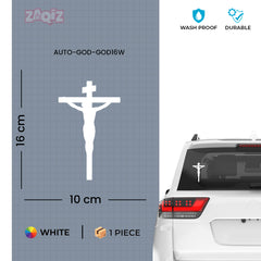 Jesus Crucifix Car Sticker – Christian Cross Vinyl Decal for Cars & Bikes | Waterproof Religious Faith Sticker