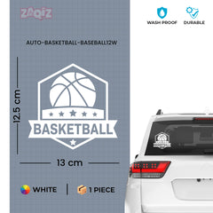 Basketball Badge Car Window Sticker | Premium Sports Vinyl Decal for Cars & Laptops
