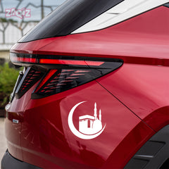 Kaaba Crescent Moon Car Sticker – Islamic Mecca & Mosque Vinyl Decal for Cars & Bikes | Waterproof Muslim Faith Sticker