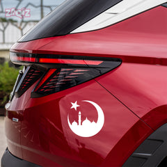 Islamic Crescent Moon Mosque Car Sticker – Muslim Faith Vinyl Decal for Cars & Bikes | Waterproof Mosque Skyline Sticker