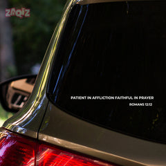 Christian Bible Verse Sticker – Romans 12:12 Faith Quote Vinyl Decal for Car, Laptop & Wall