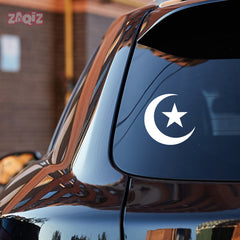 Islamic Crescent Moon Star Car Sticker – Muslim Faith Vinyl Decal for Cars & Bikes | Waterproof Islamic Symbol Sticker