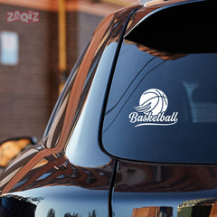 Basketball Script Logo Car Window Sticker | Stylish Sports Vinyl Decal for Cars & Laptops