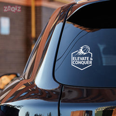 Elevate & Conquer Basketball Car Window Sticker | Motivational Sports Vinyl Decal