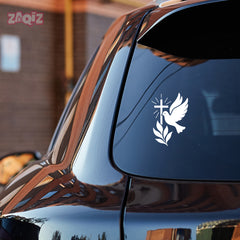 Christian Dove Cross Car Sticker – Holy Spirit & Peace Vinyl Decal for Cars & Bikes | Waterproof Faith Sticker