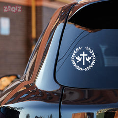 Christian Cross Dove Car Sticker – Double Dove Peace & Faith Vinyl Decal | Waterproof Religious Car & Bike Sticker