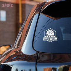 Basketball Badge Car Window Sticker | Premium Sports Vinyl Decal for Cars & Laptops