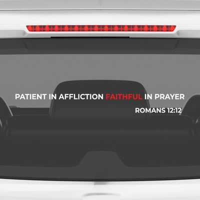 Christian Bible Verse Sticker – Romans 12:12 Faith Quote Vinyl Decal for Car, Laptop & Wall