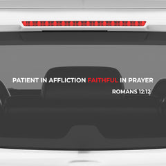 Christian Bible Verse Sticker – Romans 12:12 Faith Quote Vinyl Decal for Car, Laptop & Wall