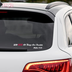 With God All Things Are Possible Christian Vinyl Sticker – Matthew 19:26 Car Decal