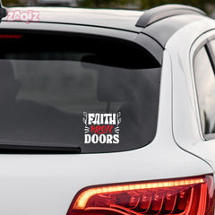Faith Opens Doors Christian Vinyl Sticker – Inspirational Faith Quote Car Decal
