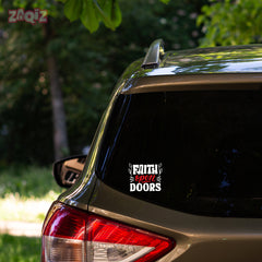 Faith Opens Doors Christian Vinyl Sticker – Inspirational Faith Quote Car Decal