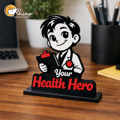 Custom Caricature Standee with Name – Personalized Cartoon Desk Name Plate