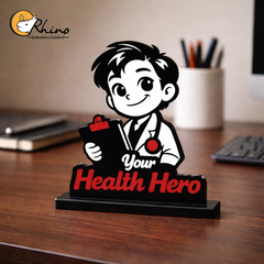 Custom Caricature Standee with Name – Personalized Cartoon Desk Name Plate
