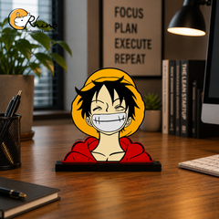 Luffy Anime Caricature Stand – Acrylic Desk Decor for Anime Lovers