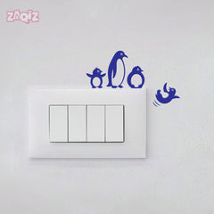 Penguin Family Switch Board Sticker Cute Animal Wall Decor