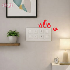 Penguin Family Switch Board Sticker Cute Animal Wall Decor