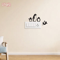 Penguin Family Switch Board Sticker Cute Animal Wall Decor
