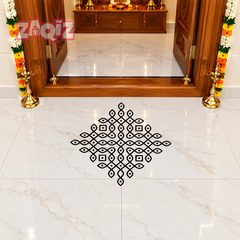 Diamond Pulli Kolam Floor Sticker for Elegant Indian Home Decor