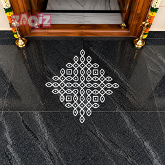 Diamond Pulli Kolam Floor Sticker for Elegant Indian Home Decor