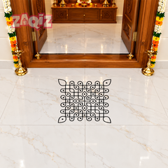 Sacred Square Kolam Vinyl Sticker for Elegant Home Floor Decoration